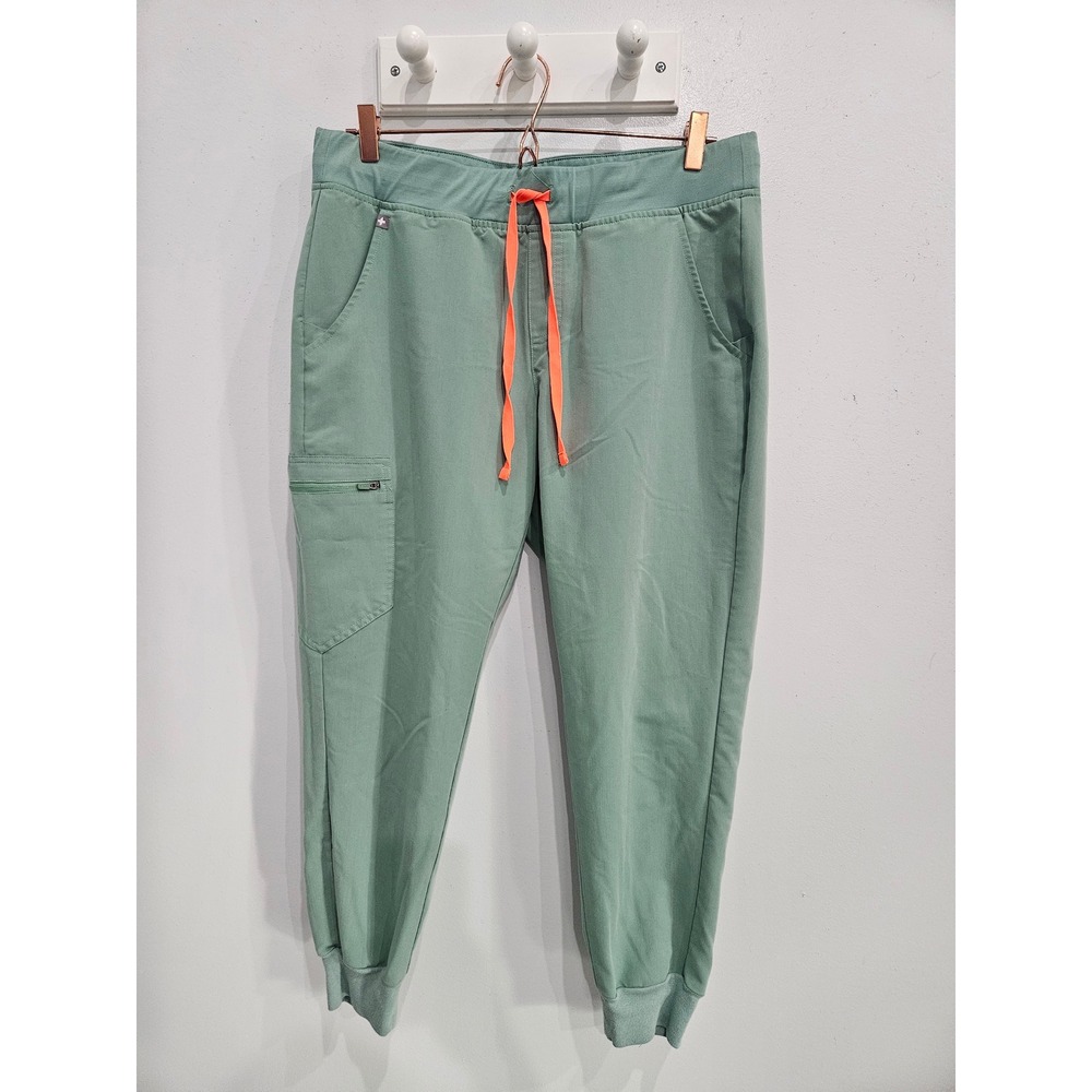 FIGS Casma Scrub Pants Sage Green Neon Orange Drawstring Joggers W18SW2005P